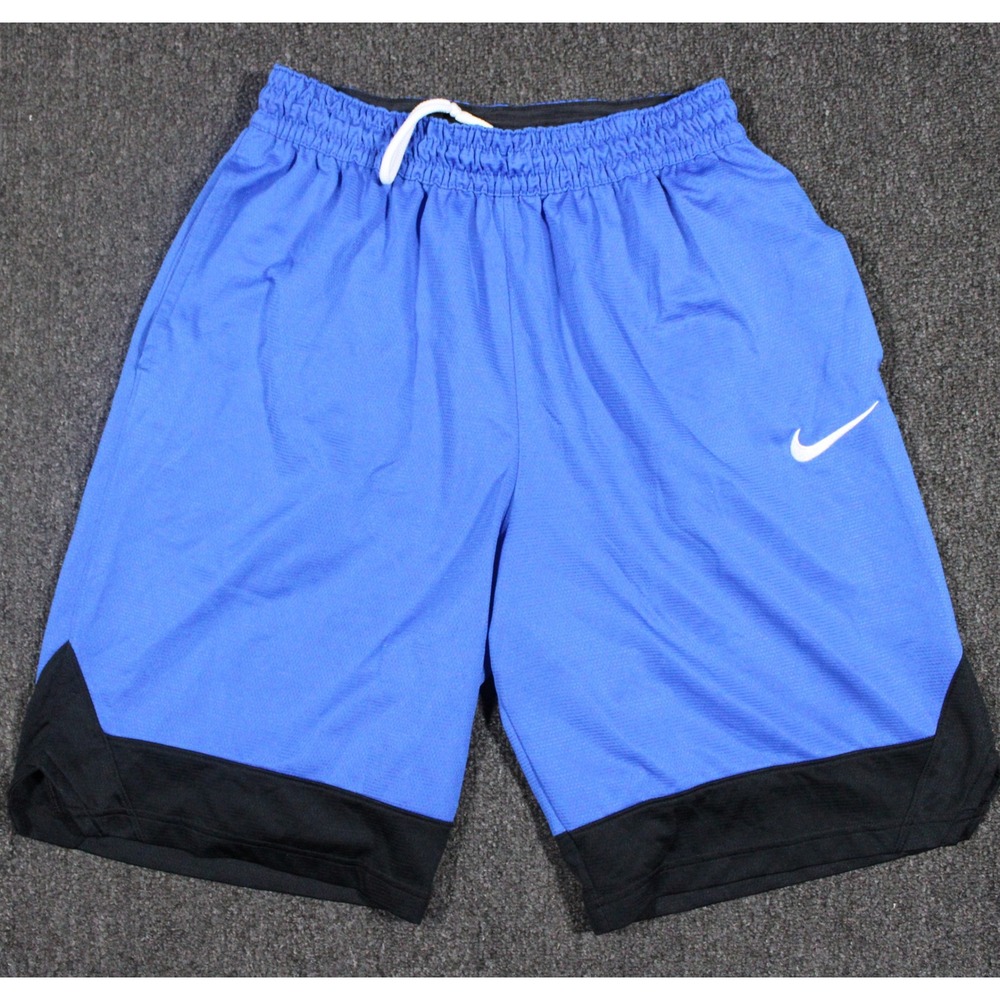 Nike Dri-FIT Basketball Shorts Mens Medium Blue Black Excellent Pockets Swoosh